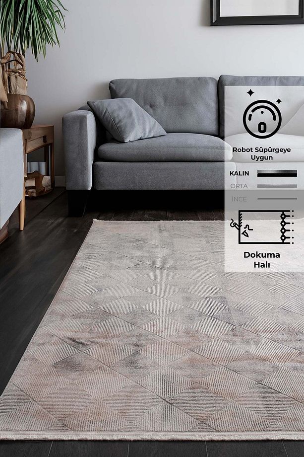 Konfor Parla 5784 Kadife Iplikli Salon Mutfak Oturma Odası Halısı Modern Dokuma Halı - 1