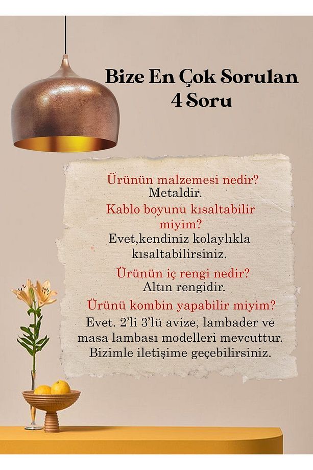 Bakır Rengi Yeni Nesil Tekli Avize Salon Masaüstü Mutfak Cafe Tekli Eskitme Lamba Vintage - 2