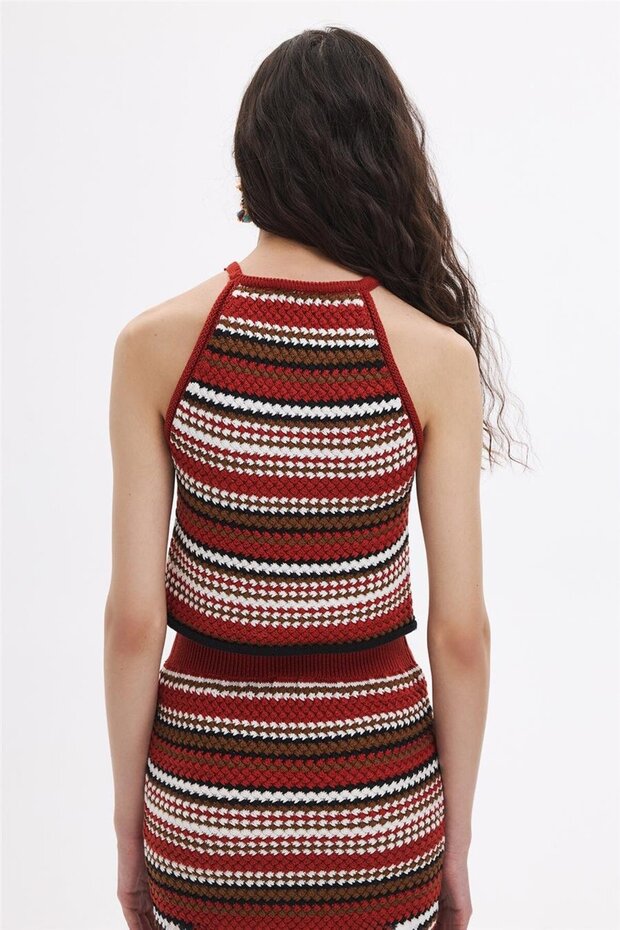 Kiremit Halter Triko Bluz - 5