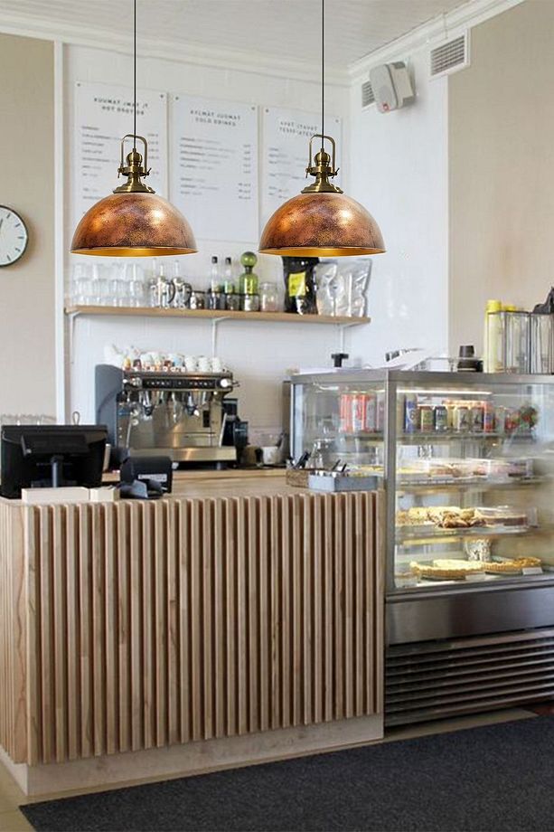 Bakır Rengi Linate Avize Eskitme Başlıklı Tekli Sarkıt Retro Restoran Yemek Toplantı Odası - 5