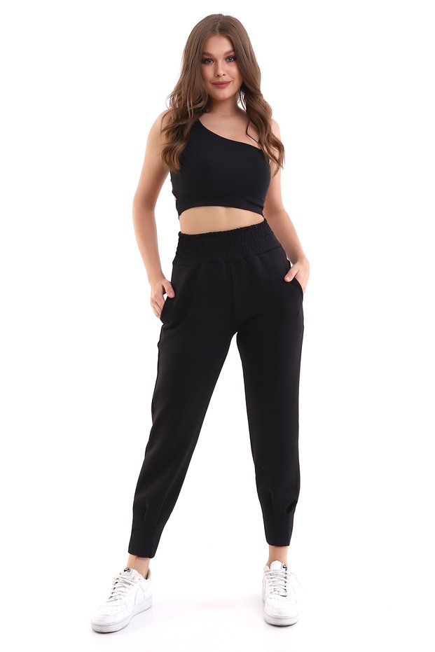 SCUBA WOMEN'S TROUSERS WITH WIDE BELT AND PLEATED LEG