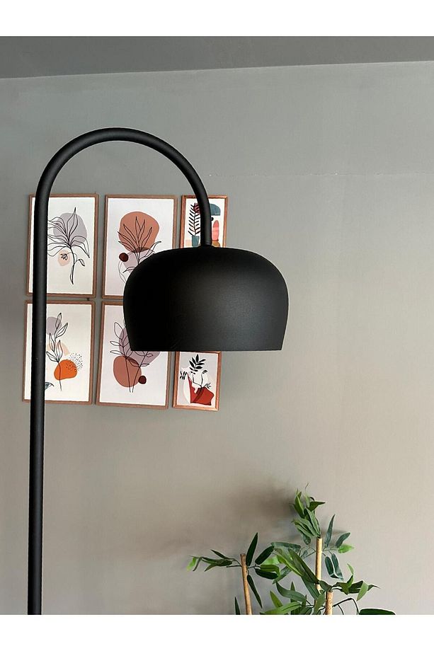 Siyah Lambader Modern Dekoratif Metal Oturma Odası Çalışma Odası Zemin Lambası - 6