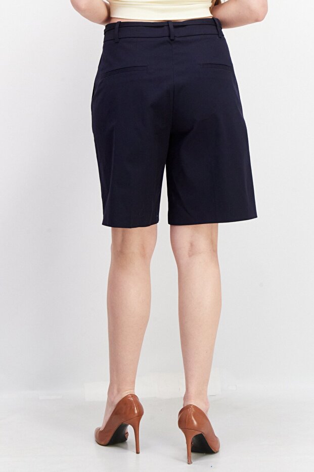 Women Plain Basic Shorts, Navy - 4
