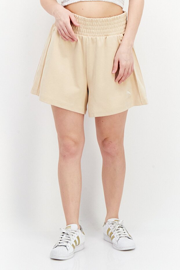 Women Sportswear Fit Training Shorts, Beige