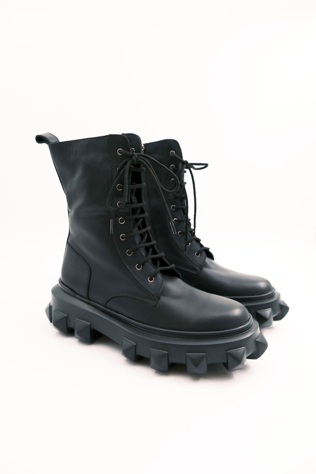 Black Genuine Leather Women's Boots