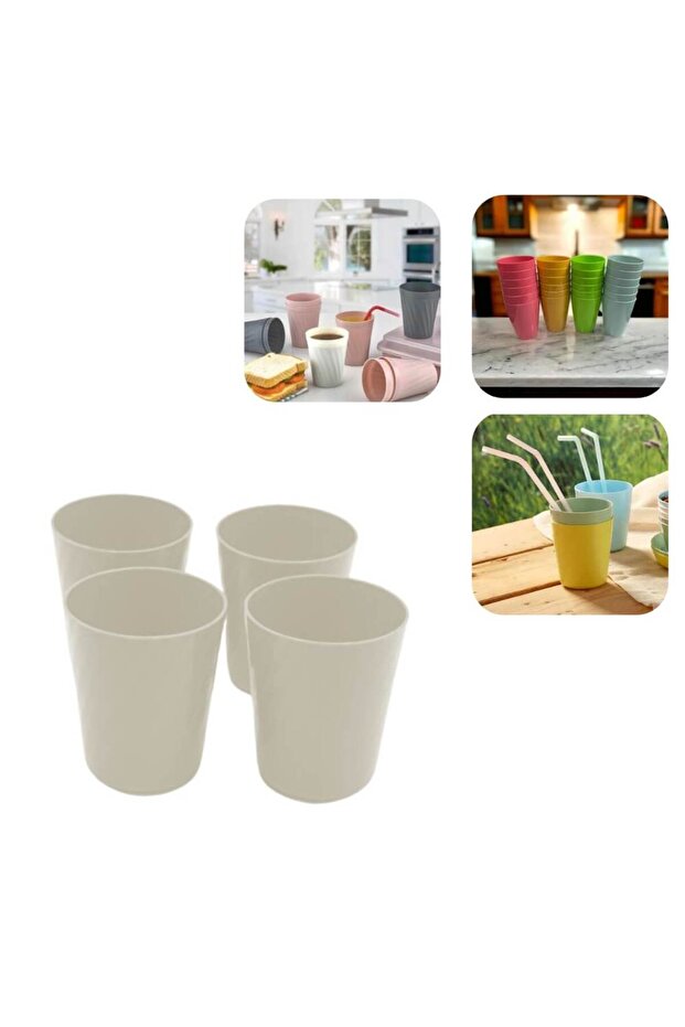Multipurpose Picnic Camping Travel Cups, Set of 4, Cream Color