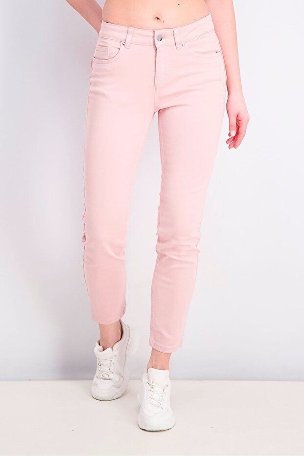 Women Slim Fit Plain Skinny Pants, Rose