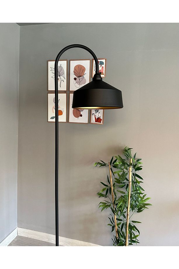 Siyah Lambader Modern Dekoratif Metal Oturma Odası Çalışma Odası Zemin Lambası - 6