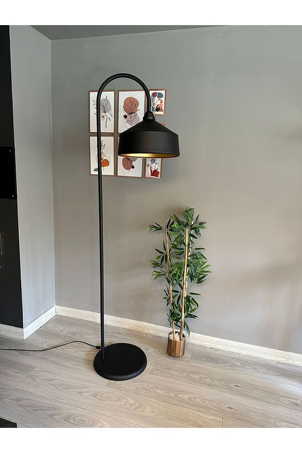 Siyah Lambader Modern Dekoratif Metal Oturma Odası Çalışma Odası Zemin Lambası - 4