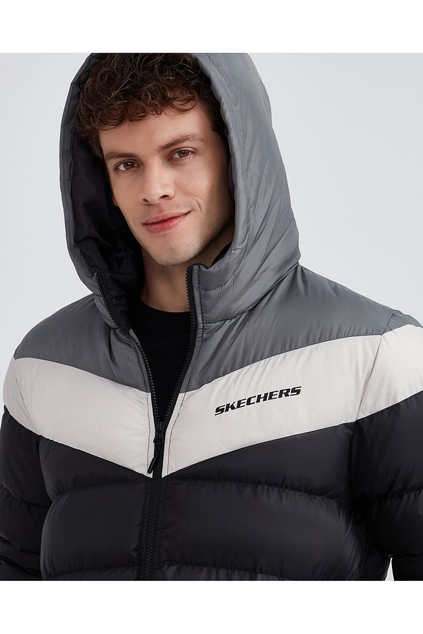 M Outerwear Colorblock Padded Jacket Erkek Siyah Mont S222069-001 - 6