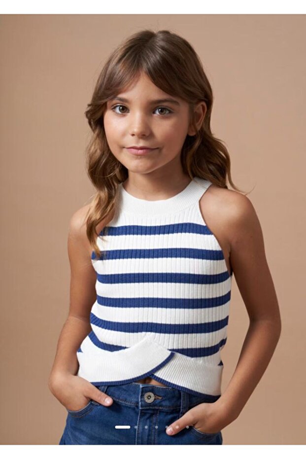 Kız Halter Yaka Örme Bluz 6023 - 1