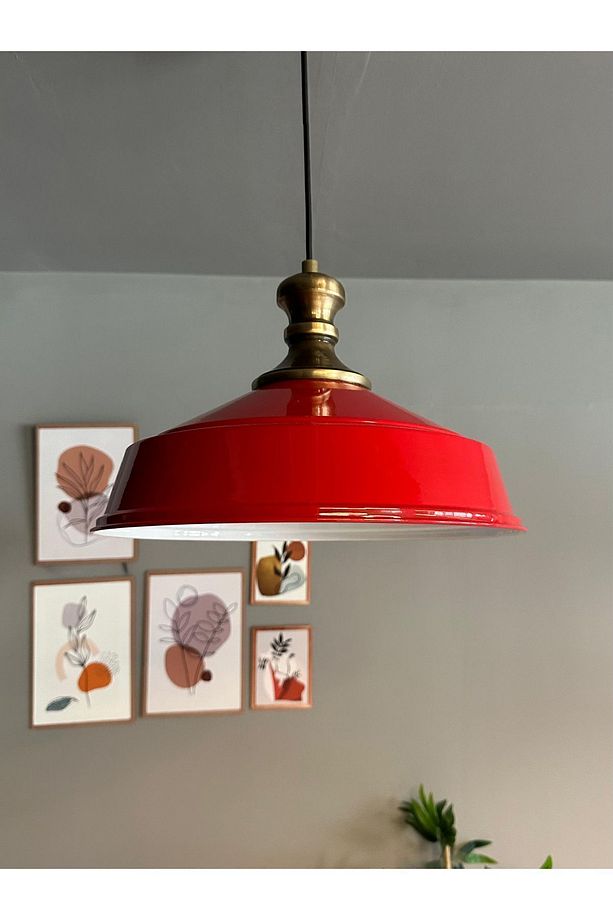 Kırmızı Renk Avize Eskitme Knob Başlık Retro Sarkıt Lamba Restoran Salon Aydınlatma - 6