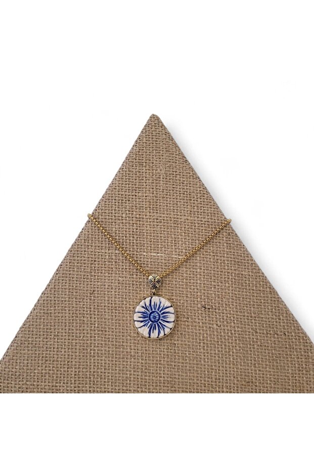 Whispers Flower Rice Tile Stone Steel Chain Necklace