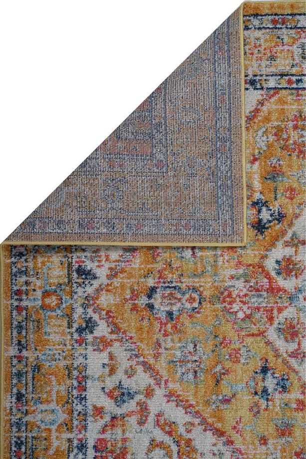 Konfor Vintage 7656 Sarı Klasik Eskitme Dokuma Halı - 2