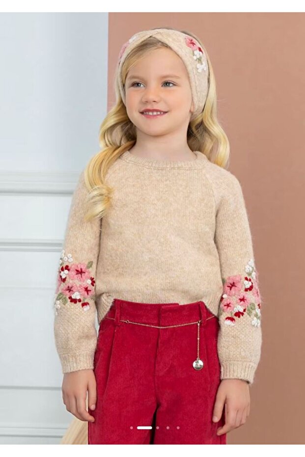 Ael&lula girl embroidery sweater bandana set 5860