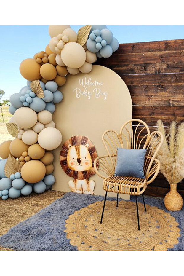 Storm Blue Desert Sand Milk Coffee Balloon Chain Set Including 103 Jumbo Balloons