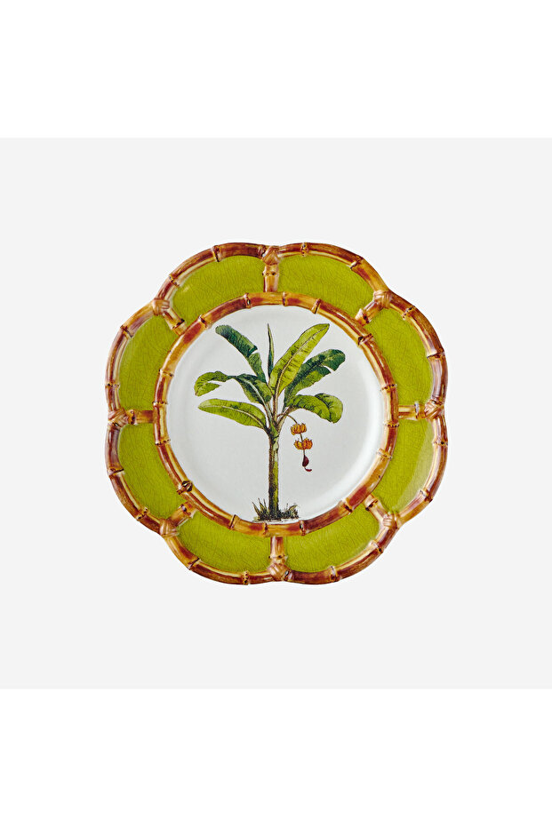 Bamboo Green White Melamine Breakfast Plate 23 cm