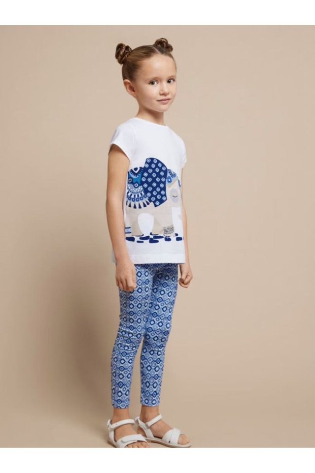 T-Shirt Leggings for Girls, Set of 2 Pcs., White 3711