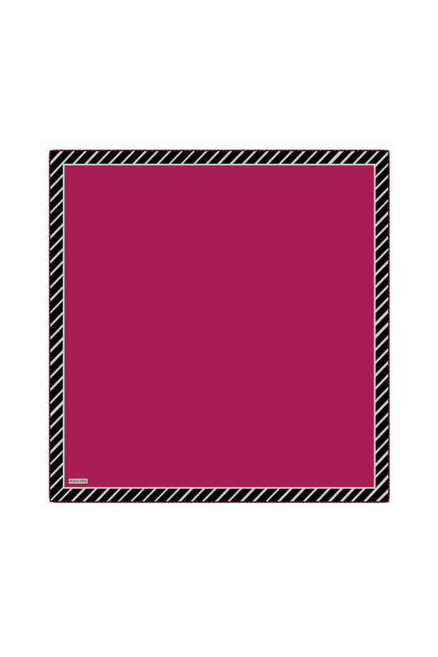 Fuchsia Line Pattern Twill Silk Scarf - 1