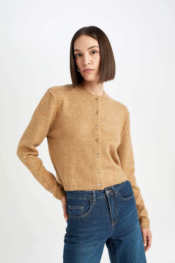 Regular Fit Bisiklet Yaka Basic Düz Düğmeli Triko Hırka C9052ax24wn - 6