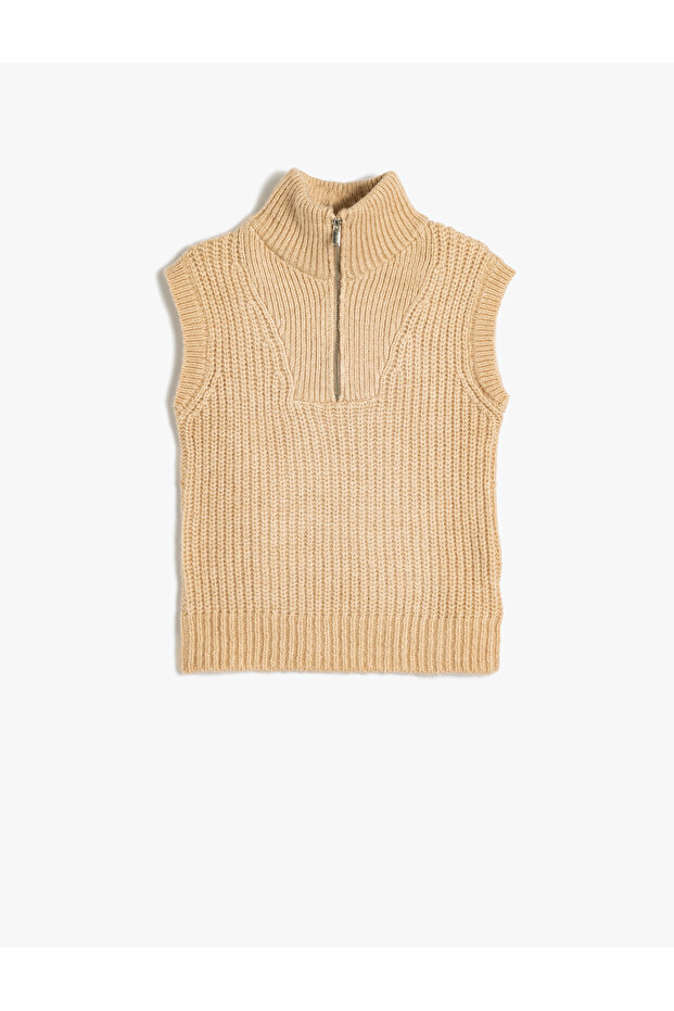 Knitwear Sweater Sleeveless Half Zipper Collar