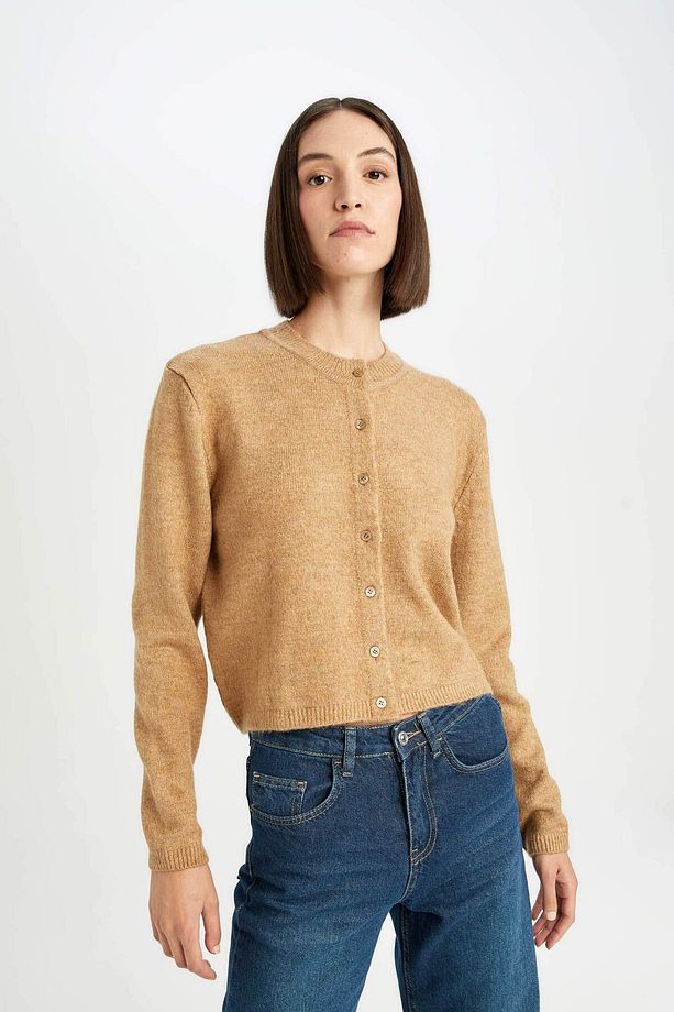 Regular Fit Bisiklet Yaka Basic Düz Düğmeli Triko Hırka C9052ax24wn - 4