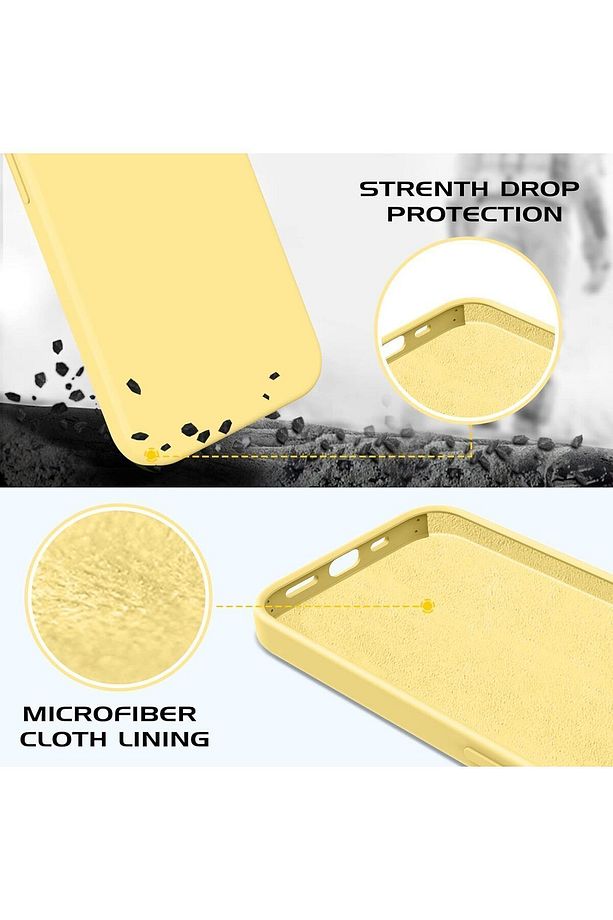 İphone 15 Pro Max Ile Uyumlu Silikon Tam Kaplamalı Yumuşak Kapak Çizilmez Mikrofiber (SARI) - 3