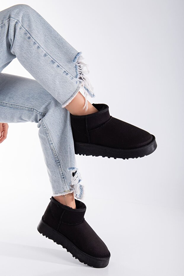 Viola Kalın Taban Bilek Boy Ugg Siyah - 3