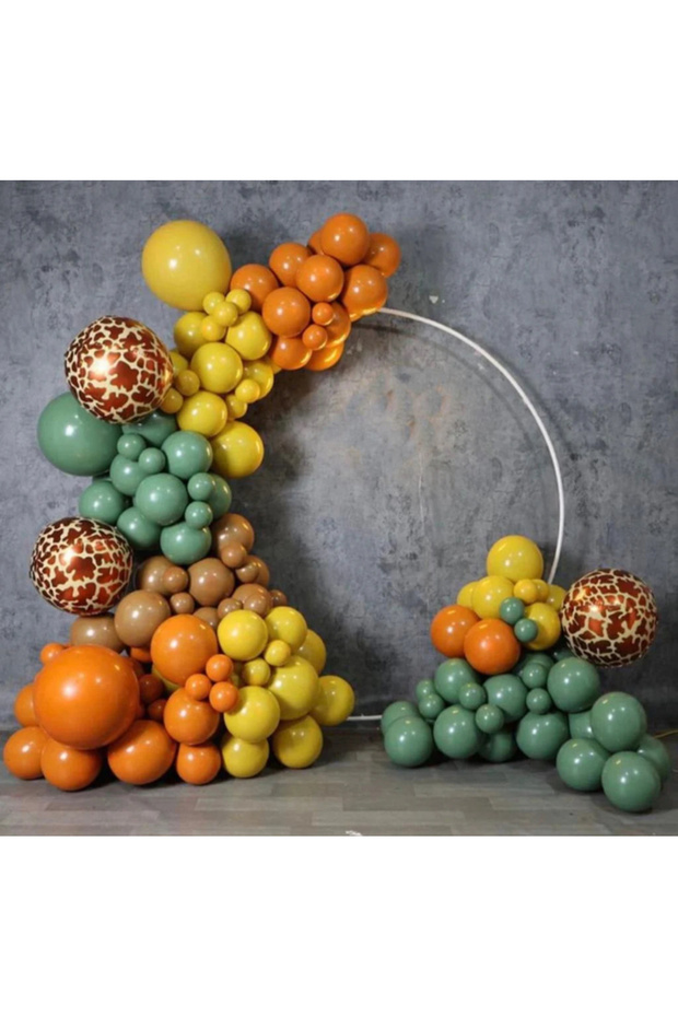 Green Turmeric Burnt Orange Caramel Brown Safari Balloon Chain Set 103 Jumbo Included