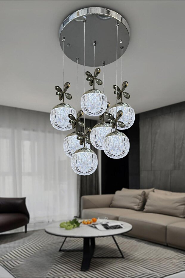 Modern Sarkıt Cam 6 Top Led - 2