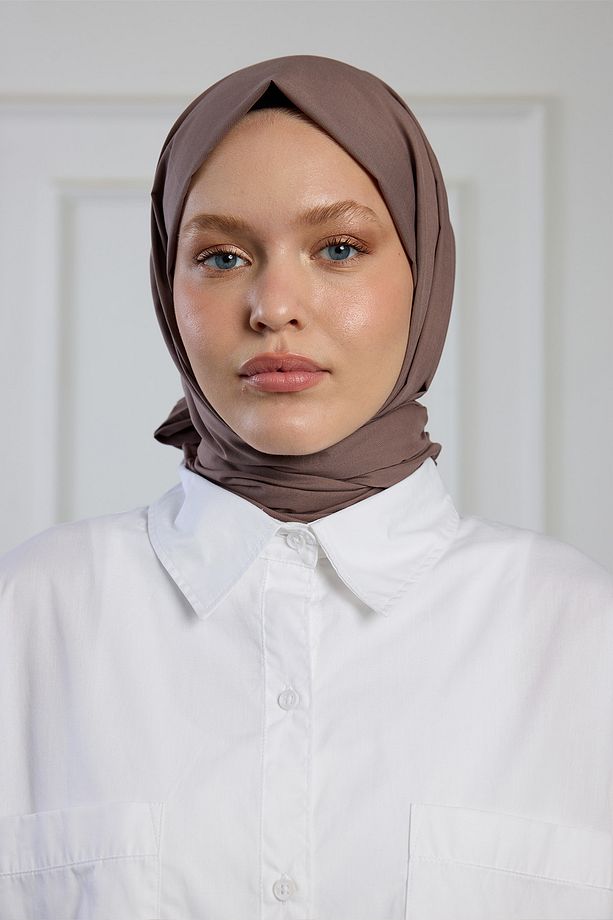 Pure Pamuk Şal Koyu Vizon - 1