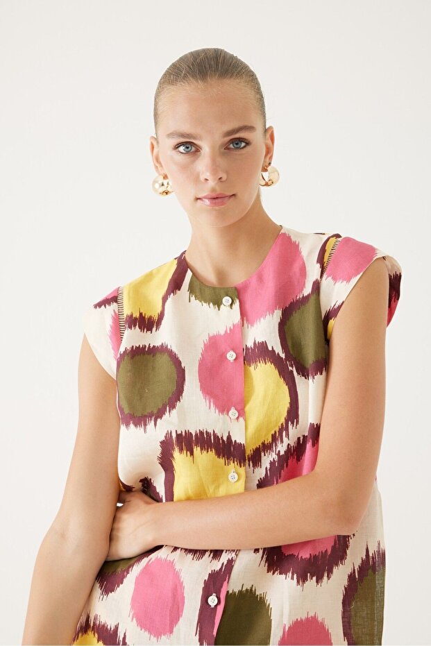 Colorful Round Patterned Casual Shirt