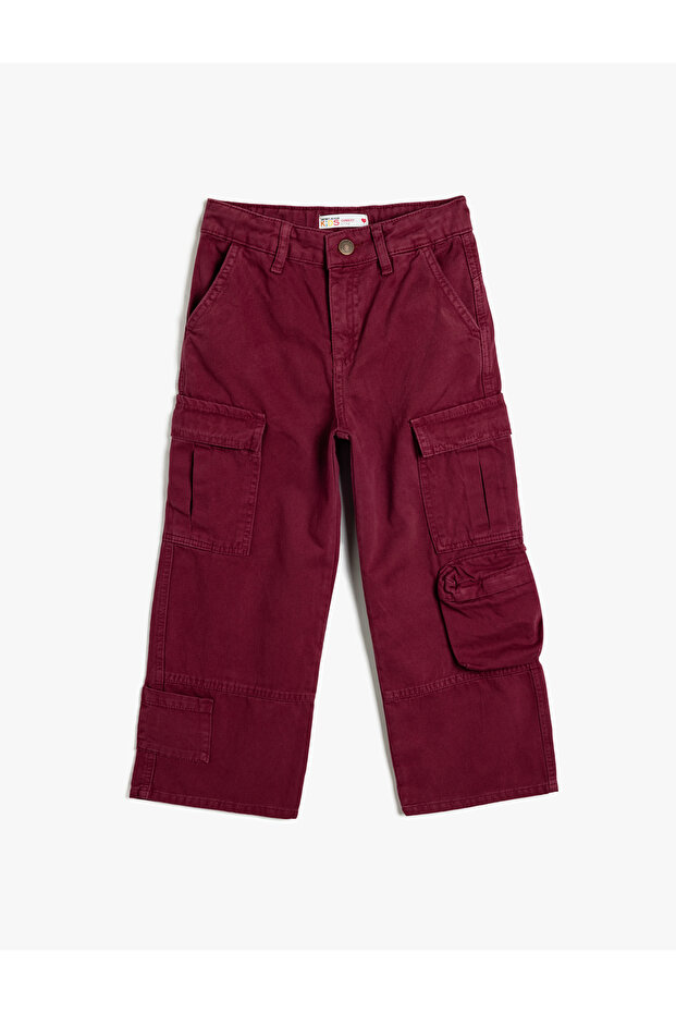 Cargo Jeans Wide Leg Flap Pockets Cotton