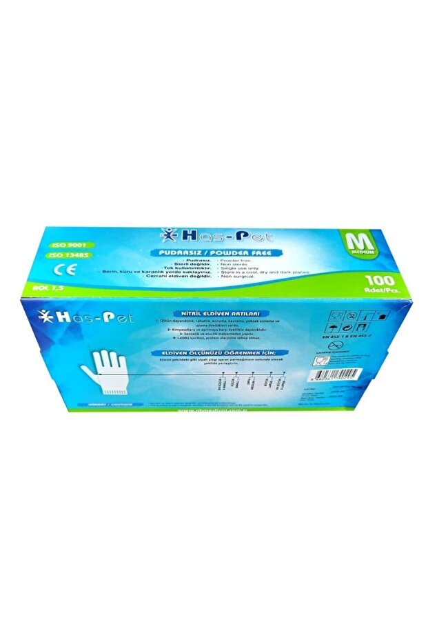 Mavi Nitril Pudrasız Muayene Eldiveni Medium 100'lü - 1