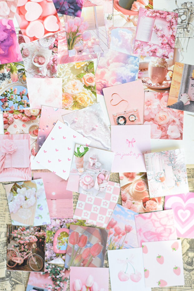 Pink Mini Sticker Set - 42 Pieces, 3 X 4 Cm, for Scrapbook and Planner