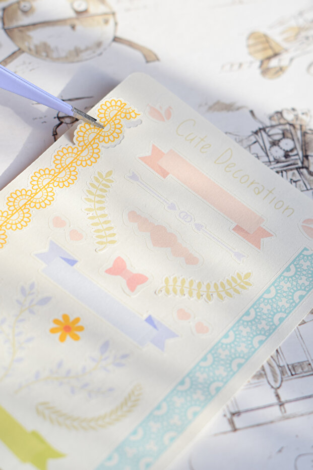 Stylish Featured Sticker Sheet - Textured Surface Scrapbook Journal Planner