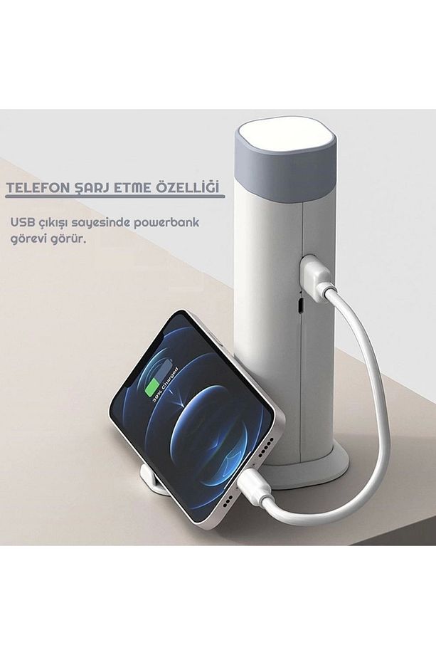 Şarjlı Dokunmatik 20 Led Çalışma Okuma Işığı Masa Lambası Ayarlanabilir Parlaklık Powerbank 4800mah - 2