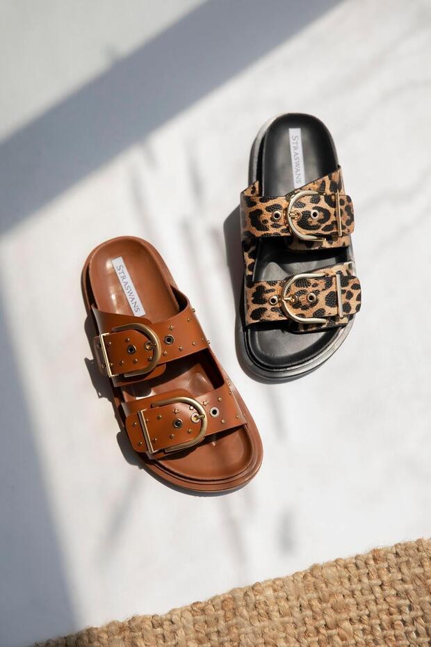 Pella Kadın Drop Detay Günlük Konfor Terlik Taba - 2