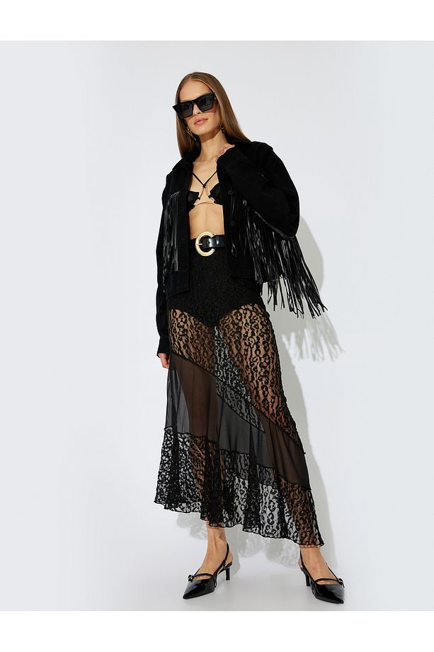 X Zeynep Bastık - Oversize Püsküllü Kot Ceket - 2