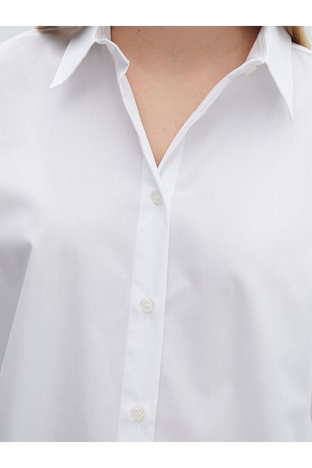 Lcw Vision Ekru Oversize Poplin Kadın Gömlek - 3