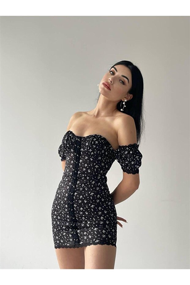 Karla Mini Elbise - Siyah - 5