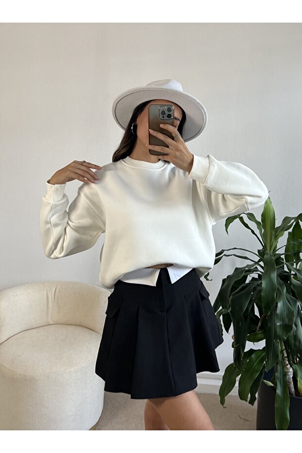 Hanorac oversize Ecru Basic 26088 - 7