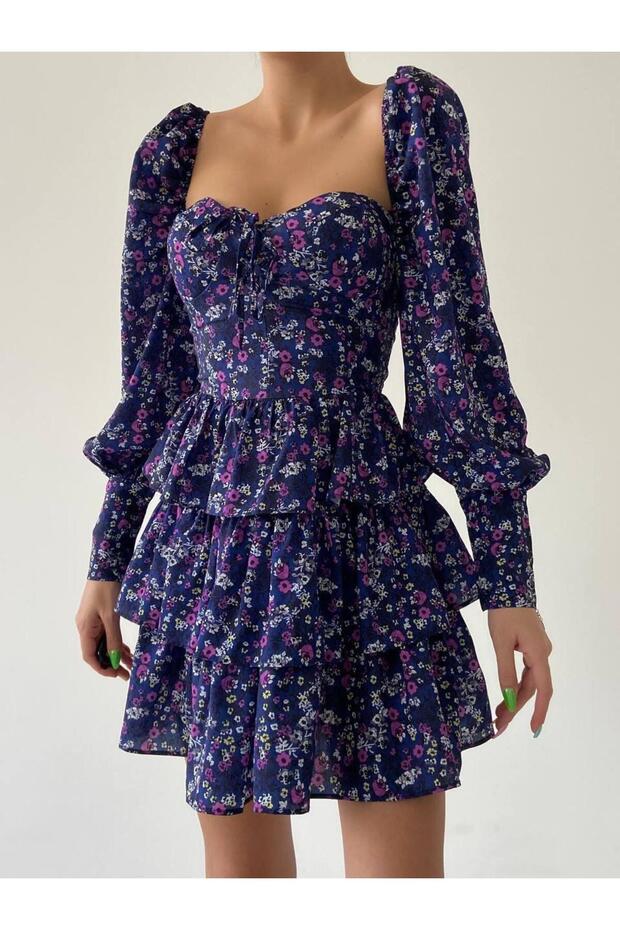 Russo Gloplu Mini Elbise - 8