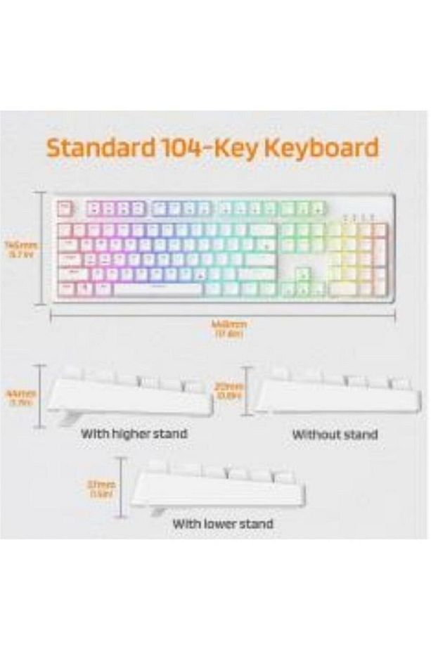 Beyaz Rgb Kırmızı Switch Q Gaming Tam Mekanik Kablolu Oyuncu Klavyesi Bkb4 - 6