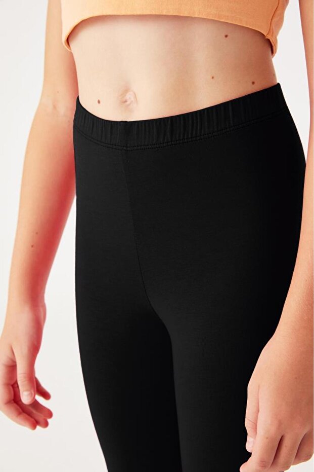 Kids Cotton Elastane Capri Below Knee Girls' School Leggings 2006
