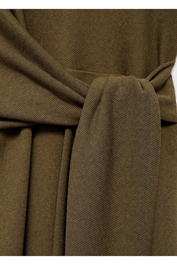 Bağ detaylı triko elbise - 7