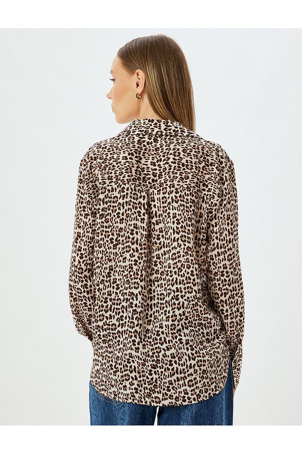 X Zeynep Bastık - Leopar Desenli Gömlek Uzun Kollu Regular Fit - 4