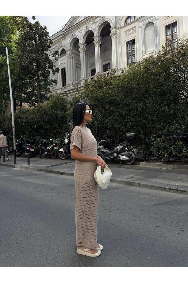 Uzun Astarlı Triko Elbise - 4