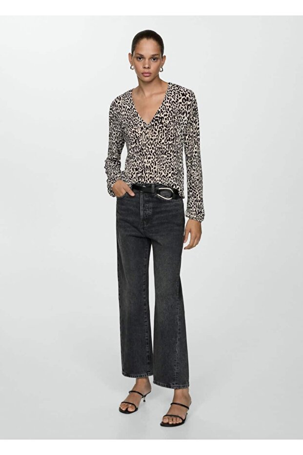 Hayvan desenli bluz - 2