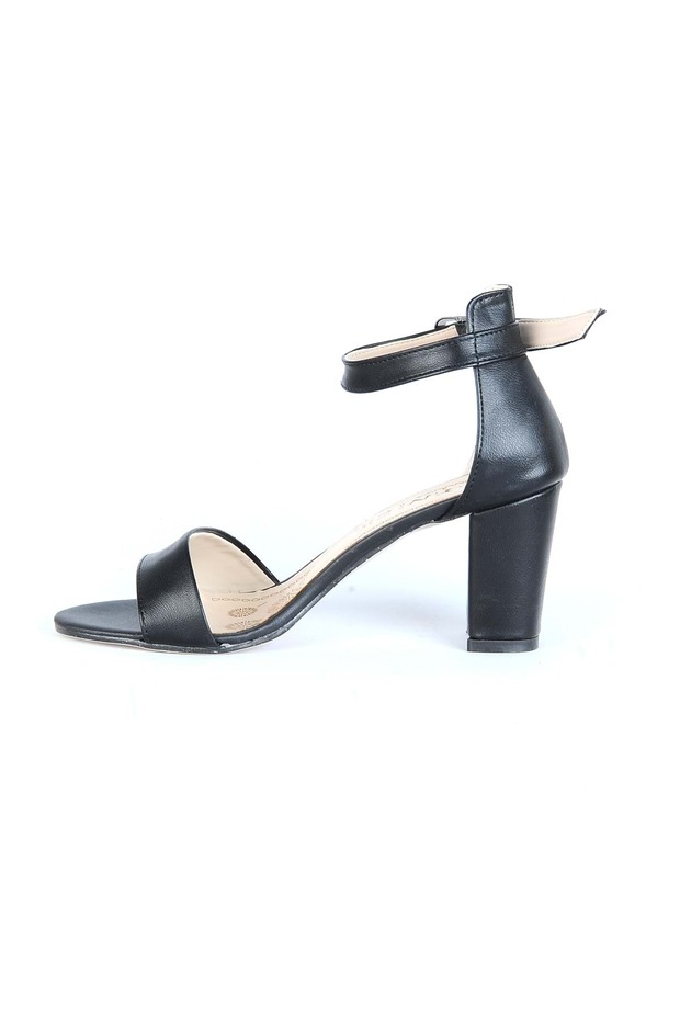 Moda Ayakkabı 245 Kadın Tek Bant Topuklu Ayakkabı - MDS00851-Siyah-36 - 3